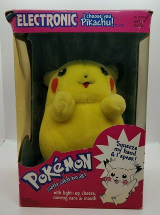 Vintage 1999 I Choose You Pikachu Pokemon Electronic Plush In Open Box -