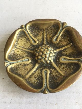 Vintage Small Tudor Rose Design Brass Pin Dish Or Ash Tray 3 Inches