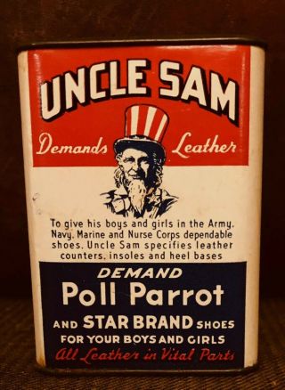 Vintage Poll Parrot Star Shoes “uncle Sam Demands Leather” Coin Bank