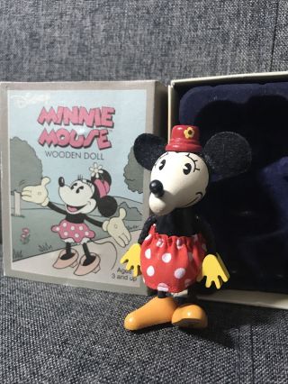 Vintage Walt Disney Minnie Mouse Retro Fun - E - Flex Wooden Doll Schylling Open Box