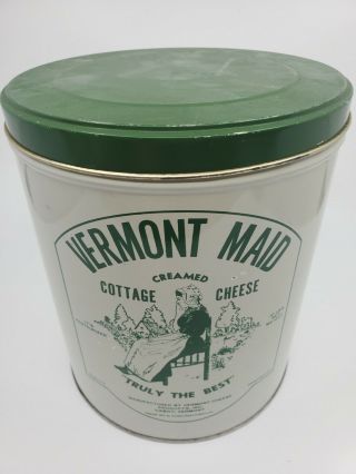 Vintage Cabot Vermont Maid Creamed Cottage Cheese Advertising Tin 1952