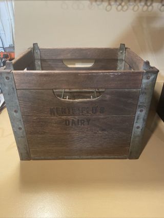 Vintage Wooden Wood Milk Crate Carrier Box Kentfield’s Dairy Flint Mi 1962