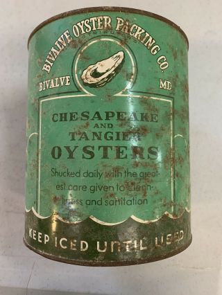 B & L OYSTER CAN 1 GALLON BIVALVE OYSTER PAKING CO.  PRINCESS ANNE,  MD 2