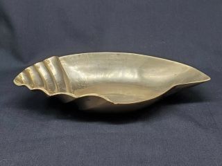 Vintage Solid Brass Shell Candy Dish Made In India 7 1/2 " X 4 1/2 " X 1 1/4 "
