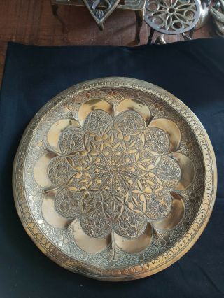 Solid Brass Wall Hanging Engraved Dish From India