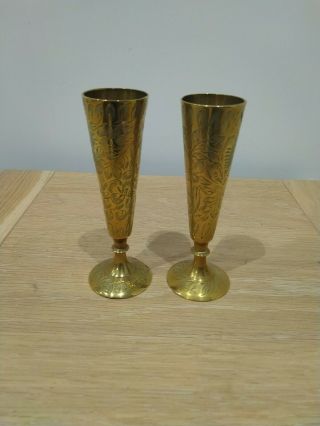 Vintage Brass Goblet Vases