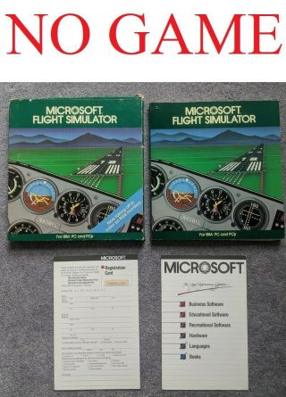 No Game Microsoft Flight Simulator Vintage Ibm Pc Pcjr Box Book Blue Strip Color