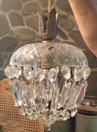 Vintage Crystal Hanging Prisms Light Fixture