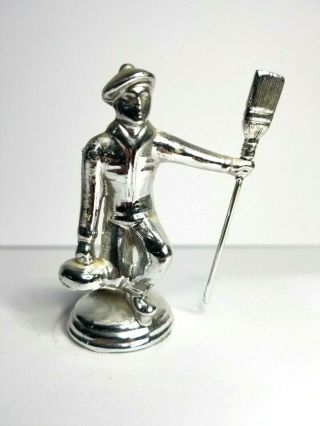 Midcentury Cast Metal Curling Trophy Topper Vintage Silver Color Rock Broom Male