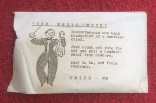 Vintage The Magic Myth Instantaneous One Hand Handkerchief Production By Scott