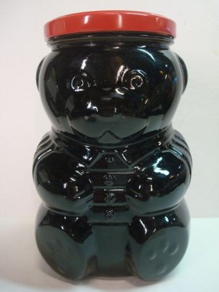 Kraft Grape Jelly Glass Teddy Bear Button Down Nos Exp 1988 Jam Jar Vtg