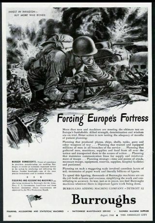 1944 Us Soldier Thompson Submachine Gun Wwii Art Burroughs Vintage Print Ad