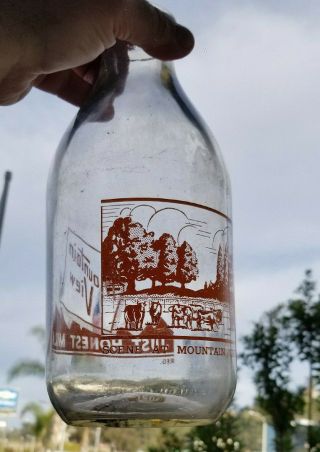 Vintage Milk Bottle Half Gallon Mt View Just Honest Milk