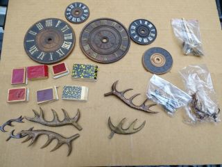 Cuckoo Clock Parts Dials Antlers Birds Bellow Tops It - 108 Some Nos Parts Vintage