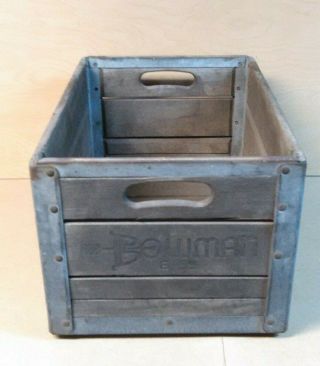 Vintage Bowman Wooden 1959 Milk Crate Case Box Carrier Advertising Collectible