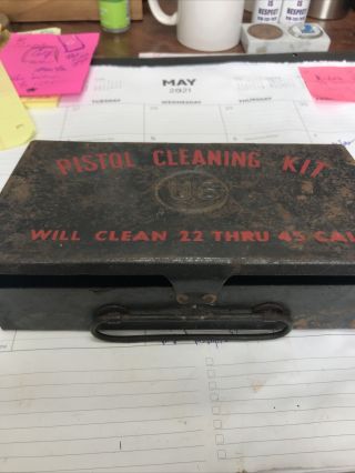 Vintage Ww Ii Us Climax Metal Pistol Cleaning Kit Brushes