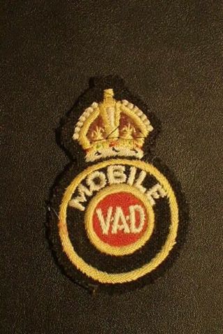 Ww2 Era British Army Vad Voluntary Aid Detachment Uniform Patch Embroidered Rare