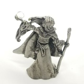 Vtg Gallo Pewter Collectible Fantasy Sorceress Crystal Ball Figurine Mage Witch