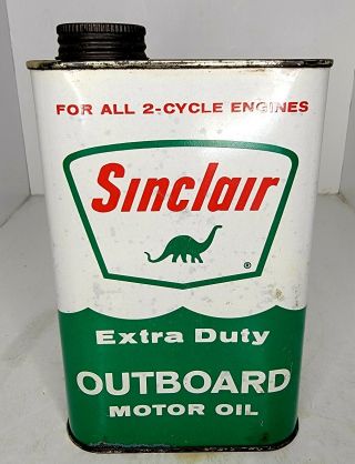 Sinclair Extra Duty Outboard Motor Oil Can Vintage 1950 Era 1 Quart
