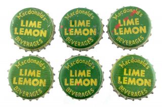 Vintage Macdonalds Lime Lemon 6 Bottle Caps Crown Cork Liner North Bay M963