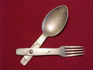 Wwii German Eating Utensils Folding Fork & Spoon 2 Mk 