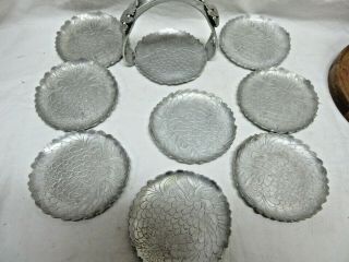 Vintage 9 Piece Continental Silver Co.  Wild Rose Set Of 8 Coasters W/ Holder