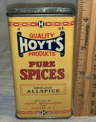 Antique Hoyts Allspice Spice Tin Litho Can Newark Nj Country Store Grocery Old