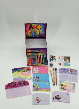 Vintage Lisa Frank Milleny M Girls Stationery Chest Craft Box Filled Pencils,