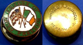 Small Old Friends Of Irish Freedom Enameled Brass Stud Lapel Button