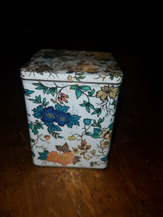 Vintage Floral Tin W/hinged Lid Designed By Daher Long Island Ny Made In England