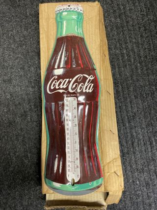 Vintage Large Metal Coca Cola Thermometer Sign.  Brand