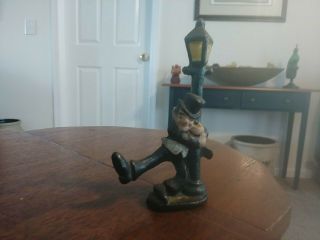 Vintage Cast Iron Bottle Opener Drunk Hanging On A Lamp Post 4 " Tall - Man Cave