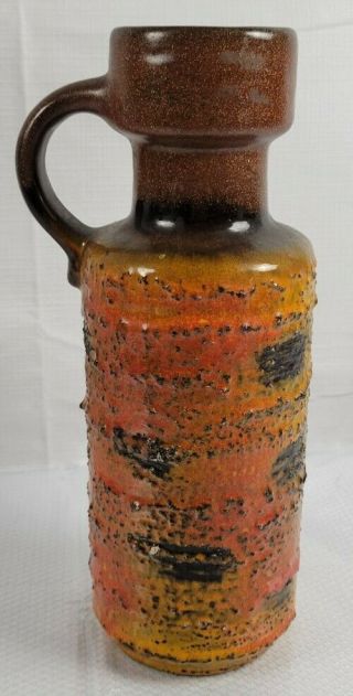 Vintage W.  Germany Ceramic Fat Lava Brown Glitter Glaze & Textured Pitcher