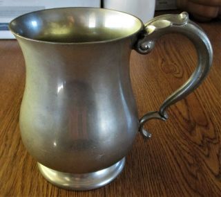 Vintage Finest English Pewter Mug Made In Sheffield England 5 " Tall By 3 1/2 "