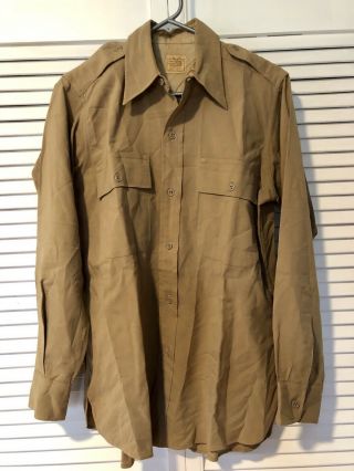 Wwii Us Army Officers Wool Khaki Shirt 42 Chest