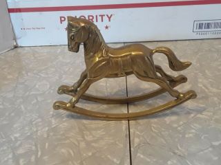 Seiden Intl Rocking Horse Vintage Solid Brass Figurine With Patina 4.  5 " X 6 "