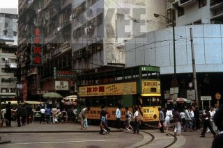 35mm Slide Hong Kong Double Decker Tram Strassenbahn 14 1984