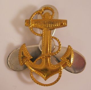 Vintage Wwii Usn Navy Wave Brooch Pin Or Hat Badge Sterling Silver & Gold Filled