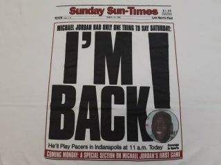 Vtg 1995 Chicago Sunday Sun - Times Bulls Michael Jordan I 