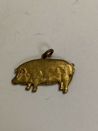 Antique Bowles Livestock Commission Company Advertising Metal Pig Charm