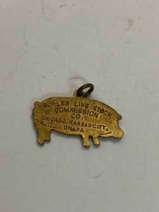 Antique Bowles Livestock Commission Company Advertising Metal Pig Charm 2
