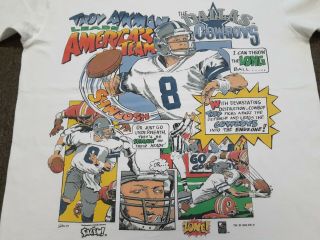 Vtg 90s Salem Nfl Dallas Cowboys Troy Aikman Caricature Comic T Shirt X - Large Xl