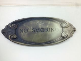 Vintage No Smoking Sign Solid Brass Distressed Patina Finish / Never Mounted