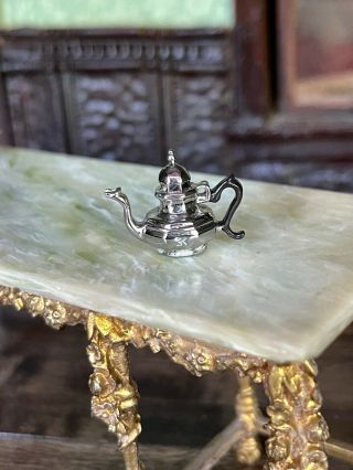Miniature Dollhouse Artisan Eugene Kupjack Sterling Silver Perfect Tea Pot 1:12 3