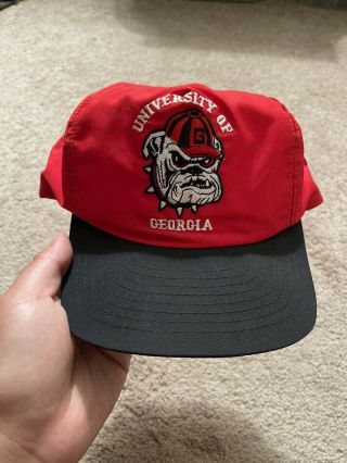 Vintage Vtg 90s University Of Georgia Red Black Bulldogs Snapback Cap Hat Ncaa