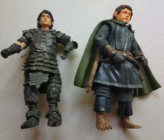 Lord Of The Rings Lotr Posable Action Figures In Armor Frodo Pippin 2003 Marvel