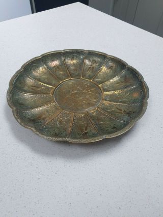 Large Vintage Brass Decorative Plate/bowl Possibly Oriental