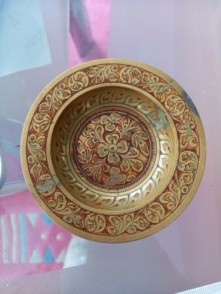 Vintage Small Brass Decorative Plate/dish,  Made In India