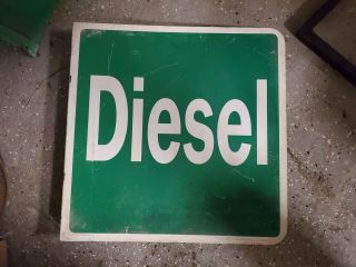 Vintage Diesel Gas Station Double Sided Metal Sign.  18 " X 18 "