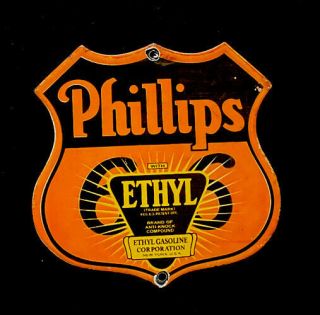 Vintage Phillips 66 Shield Porcelain Sign Car Truck Oil Gas Gasoline Automotive